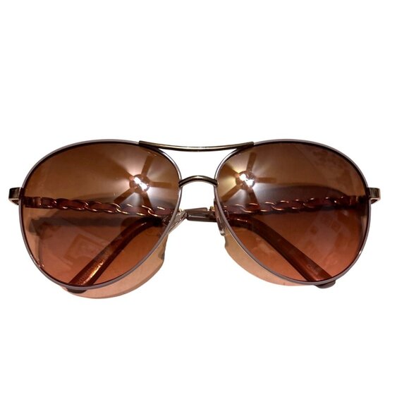Tahari Pink & Gold Aviator Sunglasses With Chain Detail Chic Luxury Trending - Picture 1 of 8